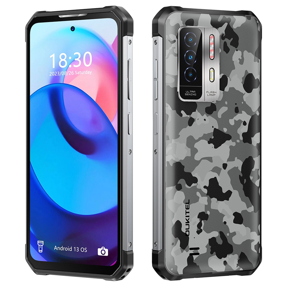 OUKITEl WP27 Rugged Smartphone 2023, 12GB+256GB Helio G99, 64MP Rear Camera and Night Vision, 8500mAh Battery, 6.8 inch Screen, Android 13.0, Dual Sim OTG NFC - Camouflage