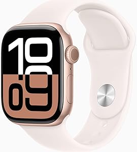 Apple Watch Series 10 [GPS, 42mm] - Rose Gold Aluminum Case with Light Blush, S/M (Renewed Premium)